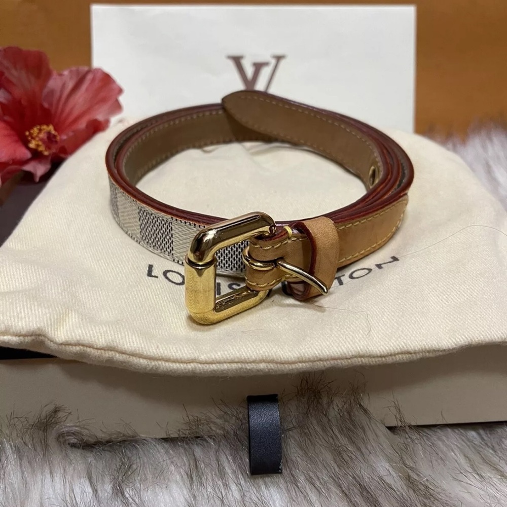 Authentic Louis Vuitton M6935W Ceinyure Damier Azur belt women size 80.